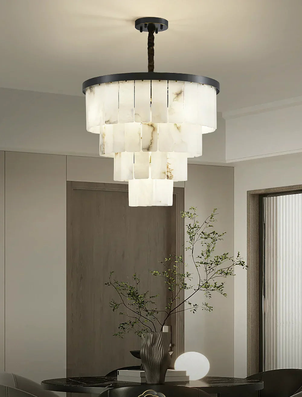Luxurious Cascading Snow Plaster Chandelier