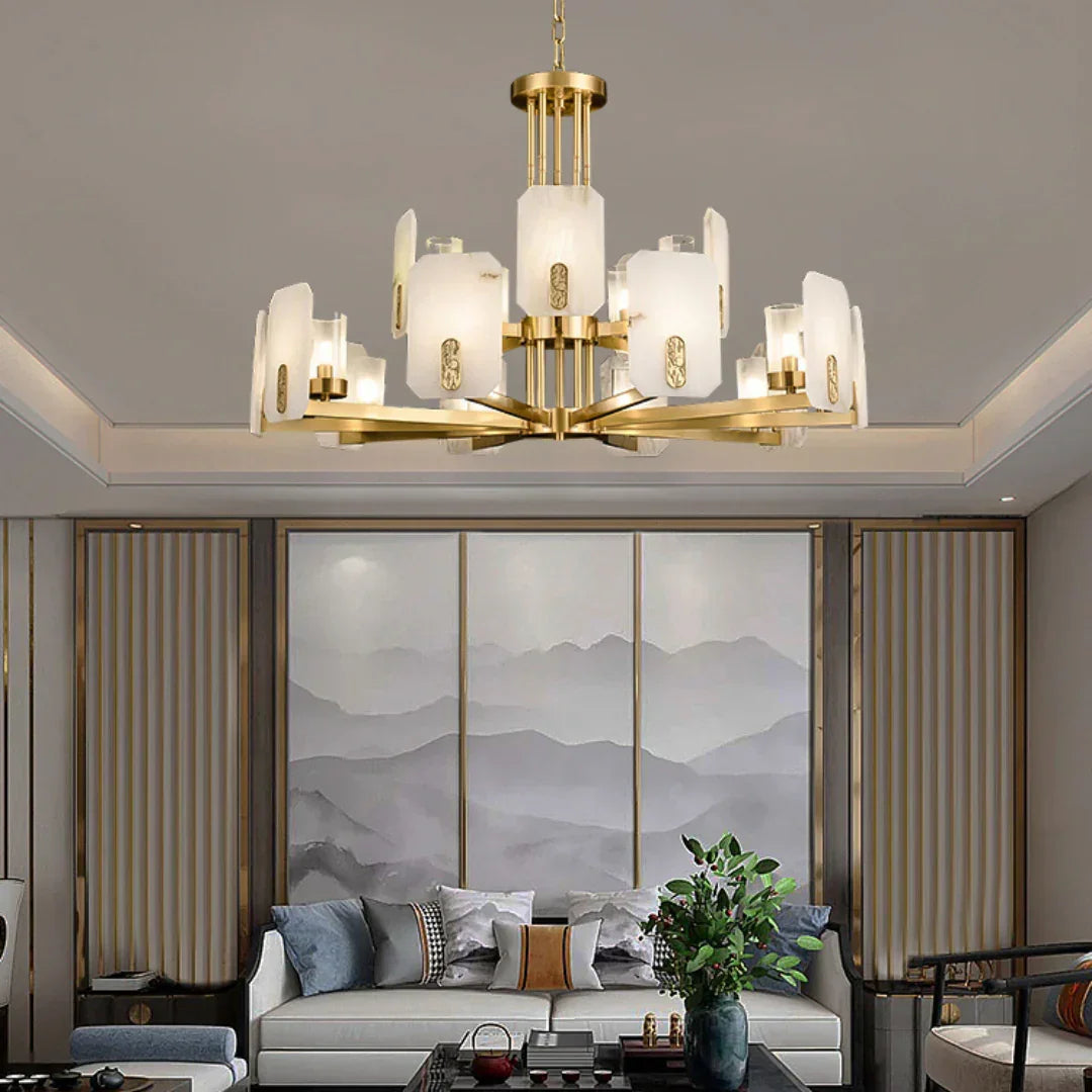 Alabaster Chandelier Copper Luxury
