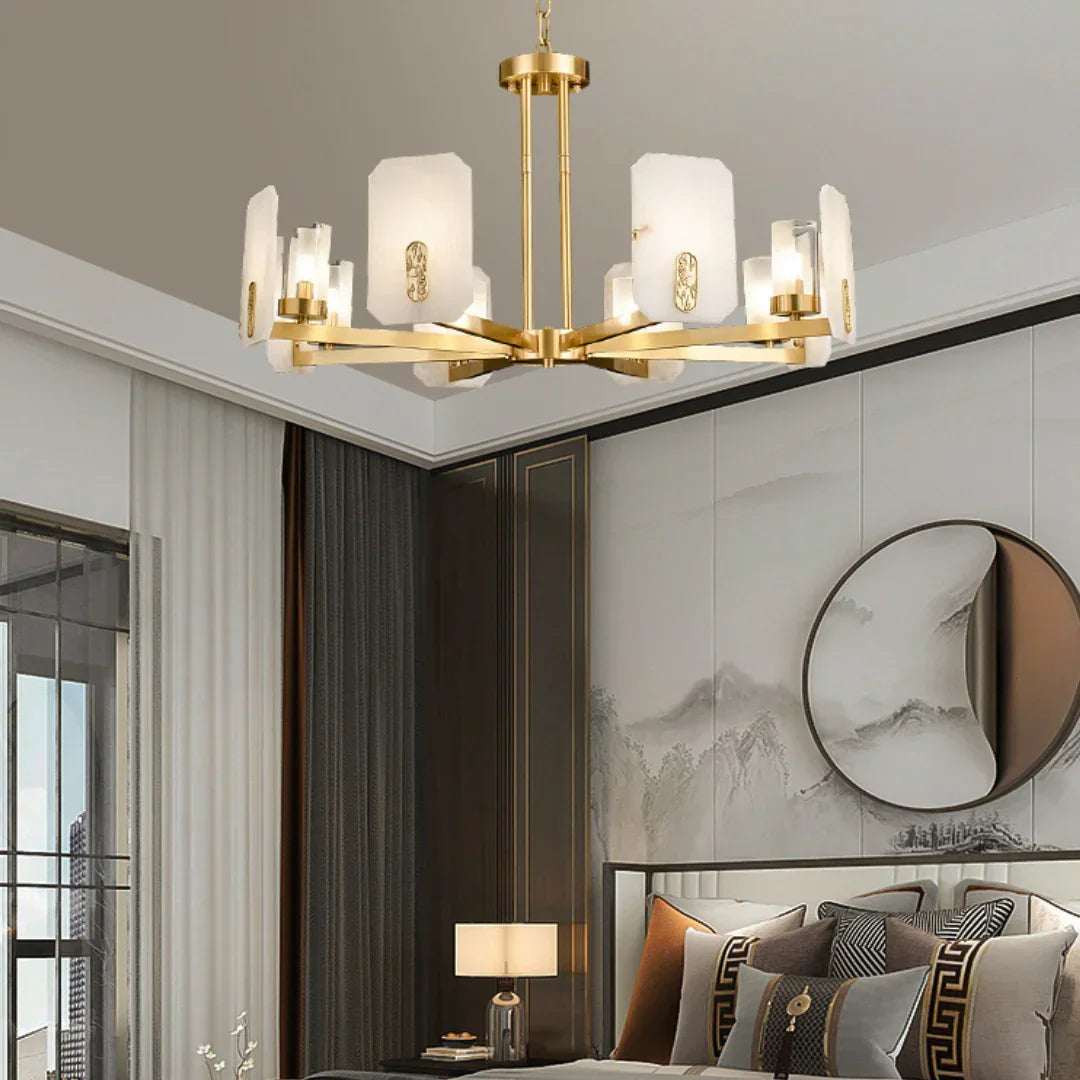 Alabaster Chandelier Copper Luxury