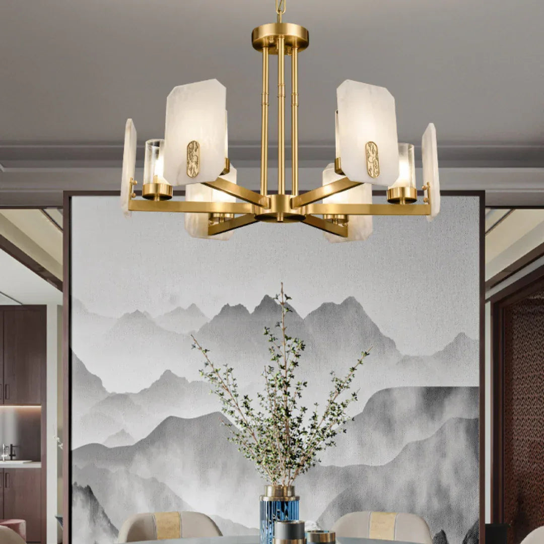 Alabaster Chandelier Copper Luxury