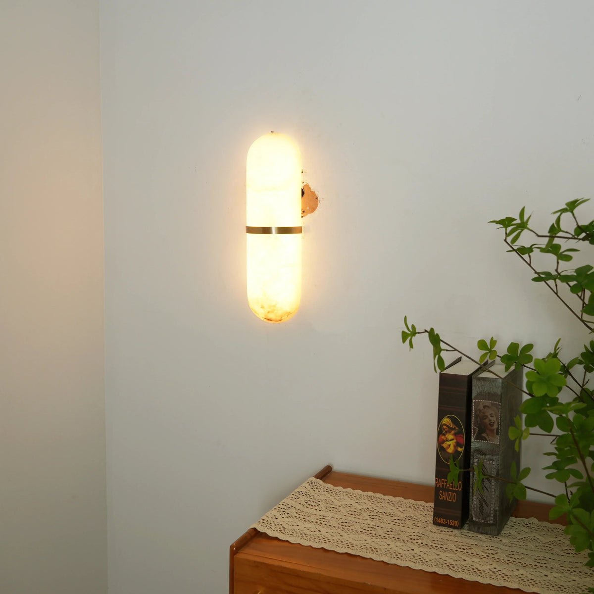 Oval Alabaster Semi-Circular Wall Lamp