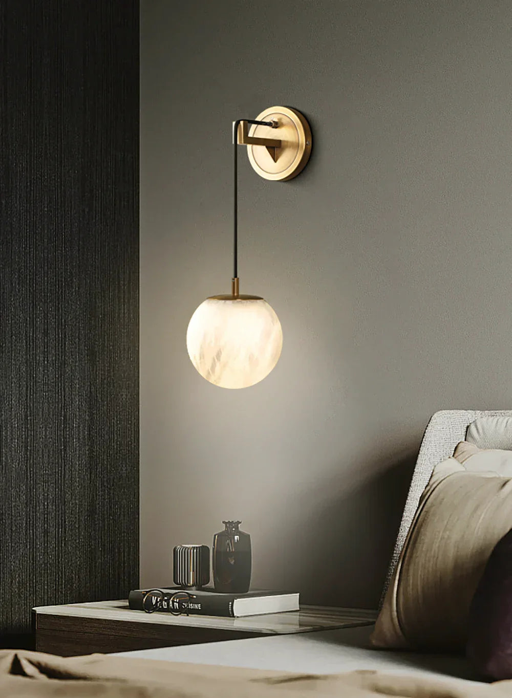 Minimalist Spherical Alabaster Wall Lamp