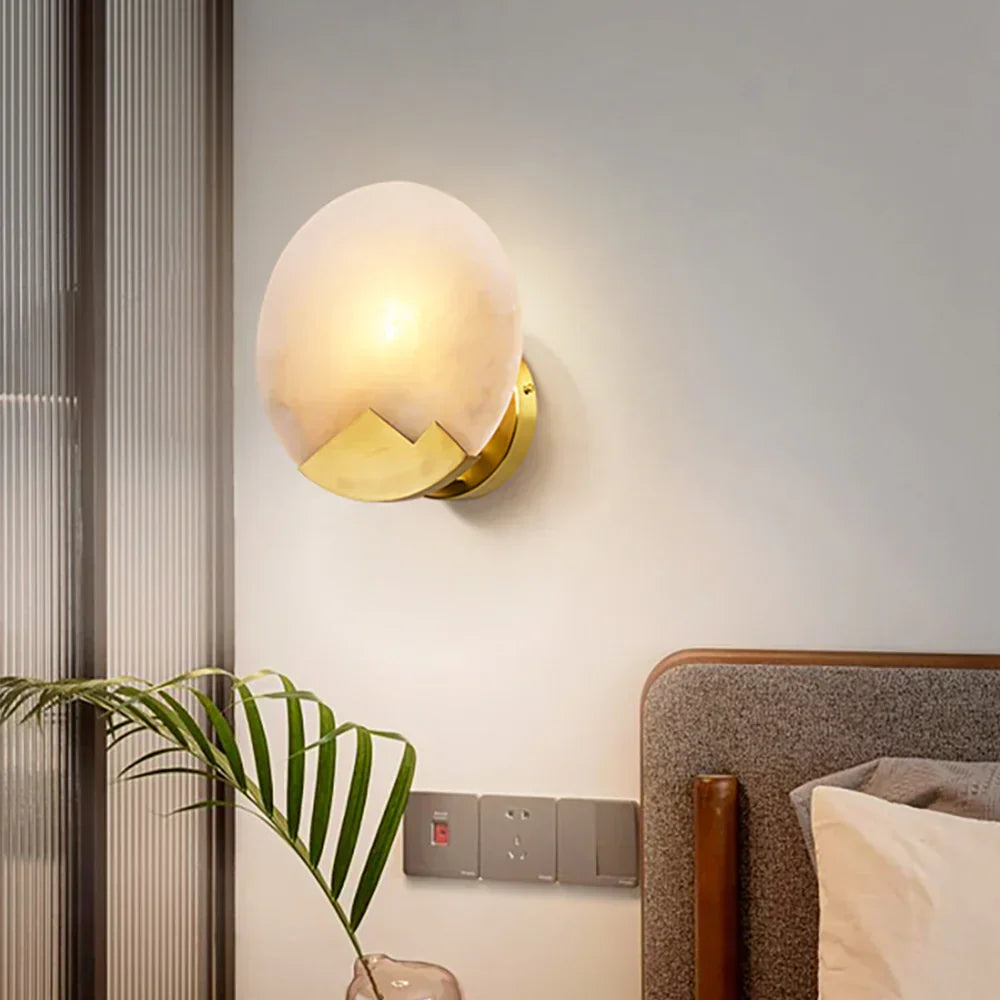 Modern Alabaster Brass Wall Light