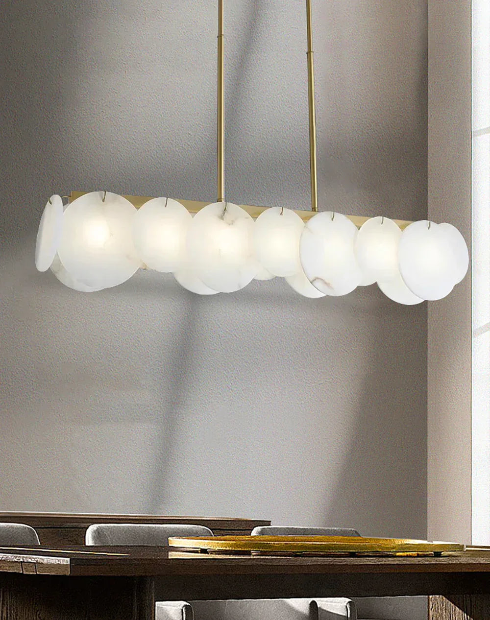 Modern Alabaster Linear Chandelier