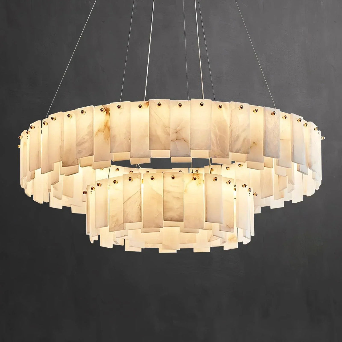 Modern Alabaster Celestial Round Chandelier