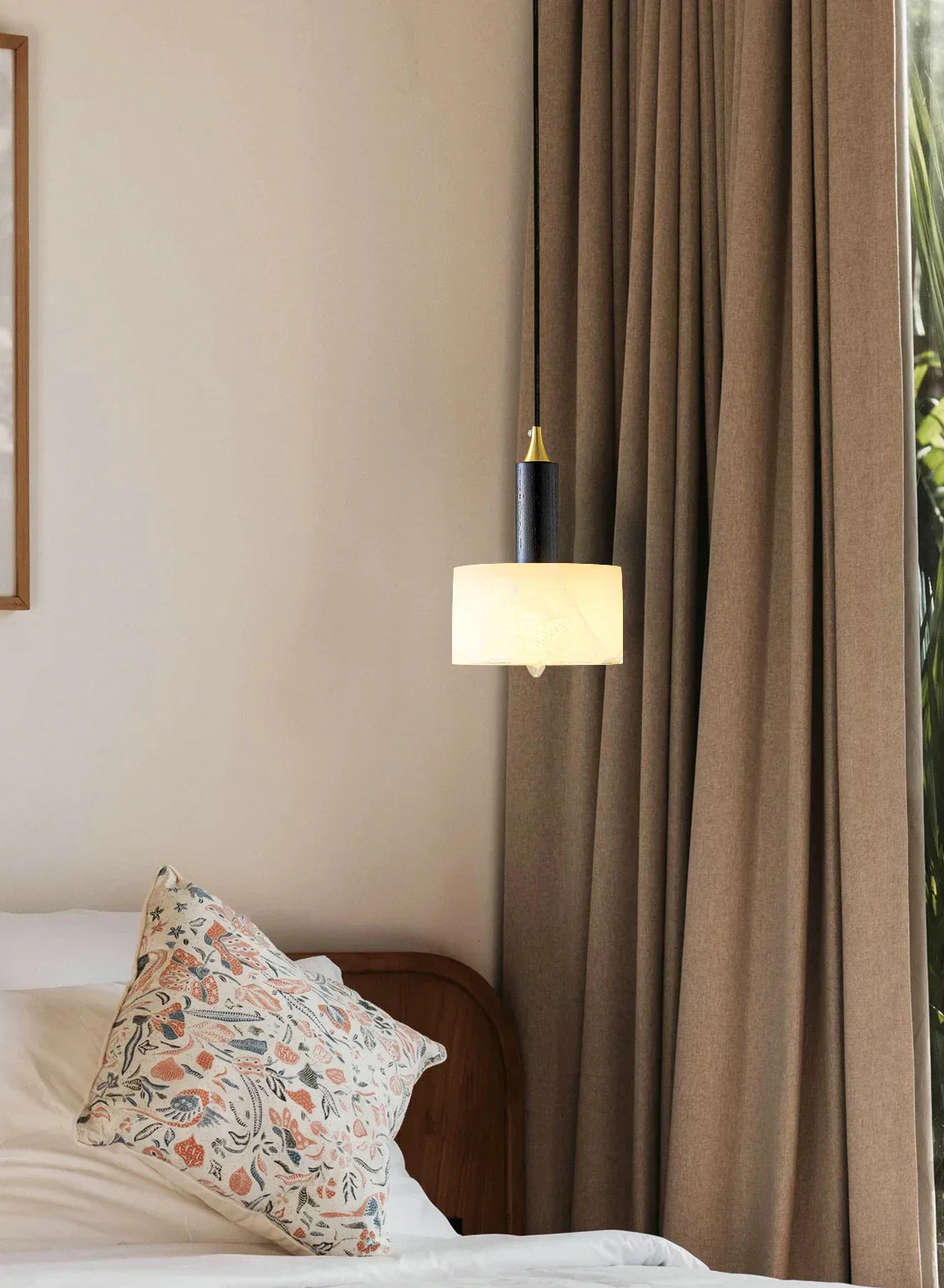Modern Cylindrical Alabaster Pendant Light