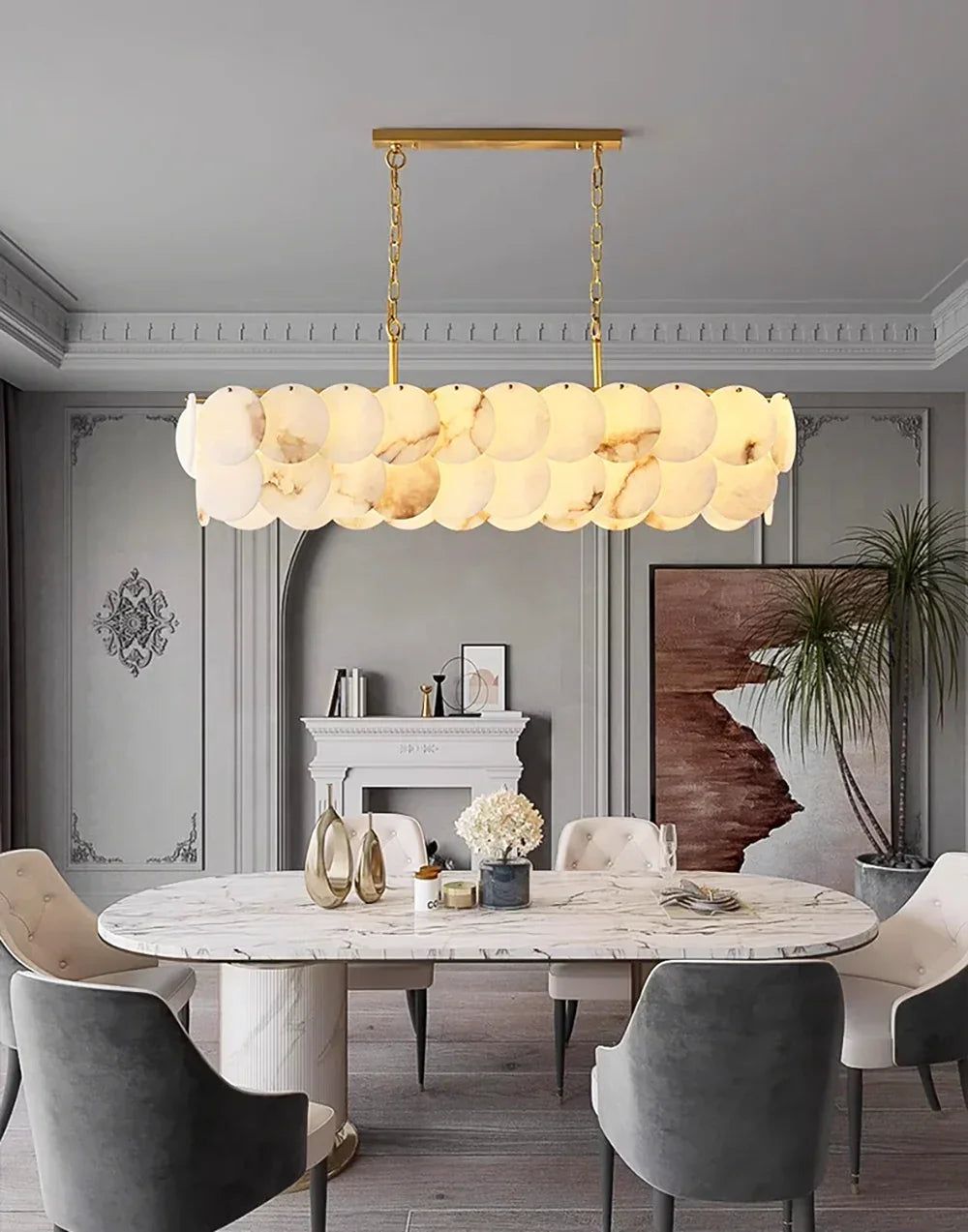 Modern Luxury Round Alabaste Chandelier