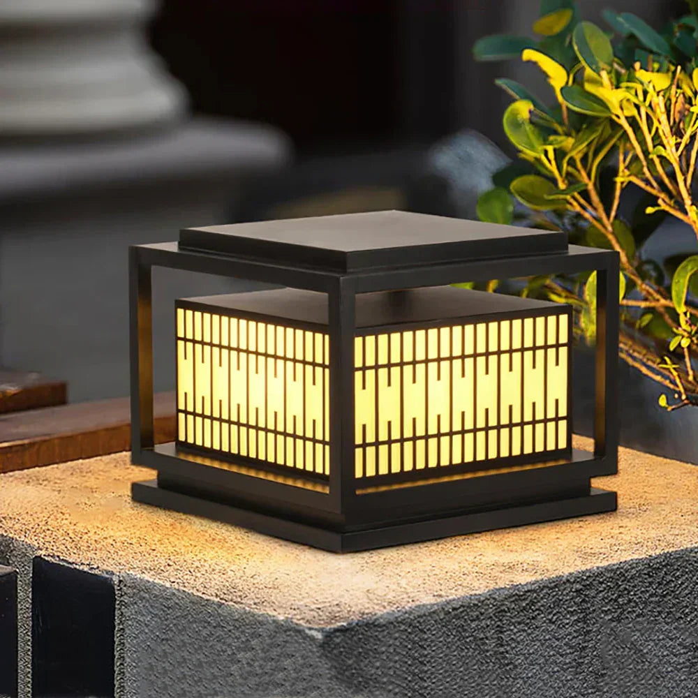 Modern Square Window Grille Outdoor Post Light