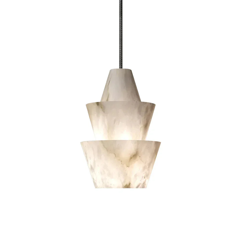 Modern Stacked Conical Alabaster Pendant Light