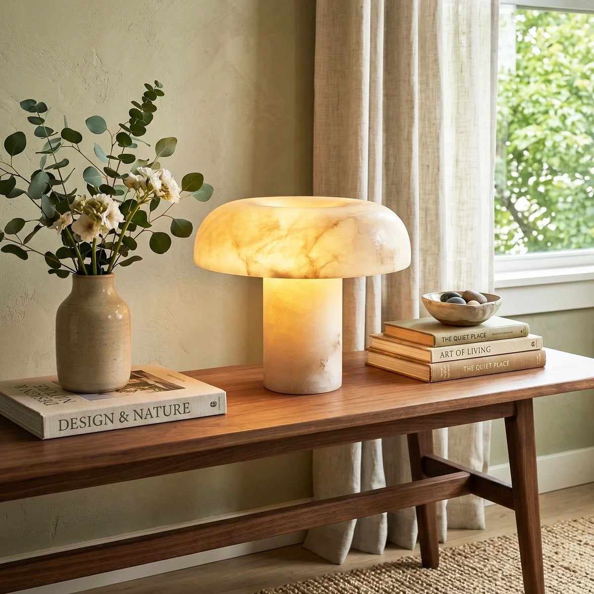 Mushroom Type Alabaster Table Lamp