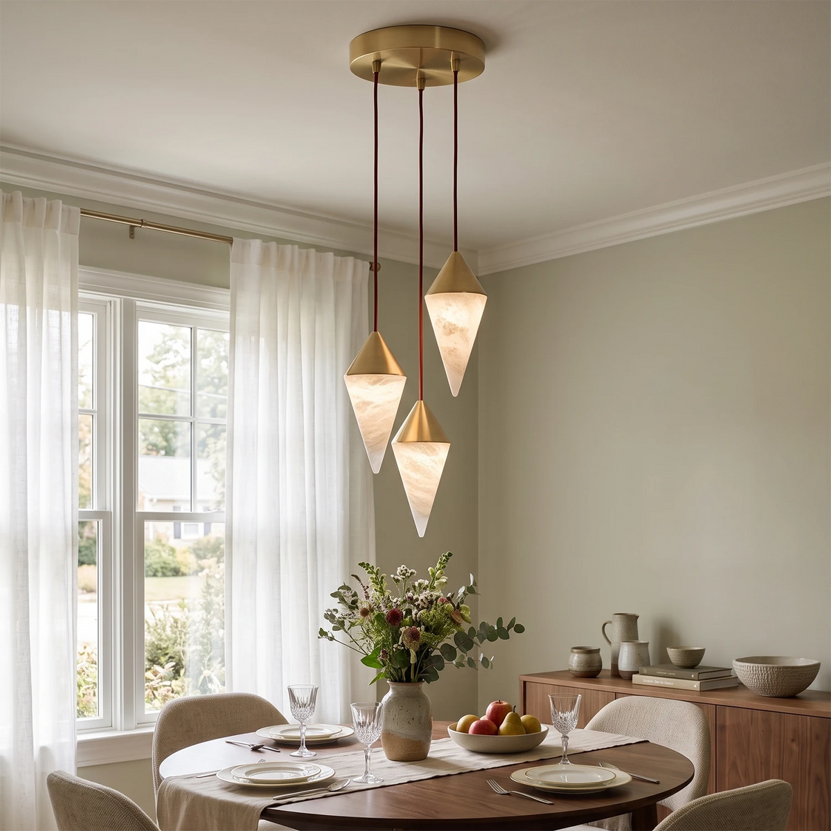 Ondine Faceted Alabaster Drop Chandelier