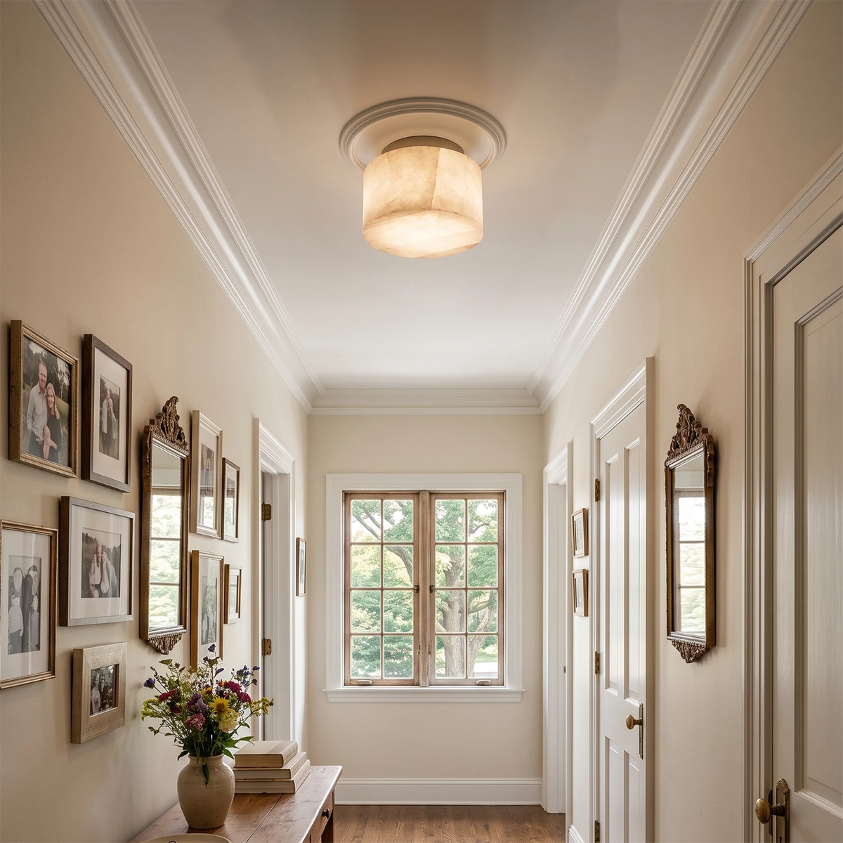 Round Rivage Alabaster Ceiling Lamp