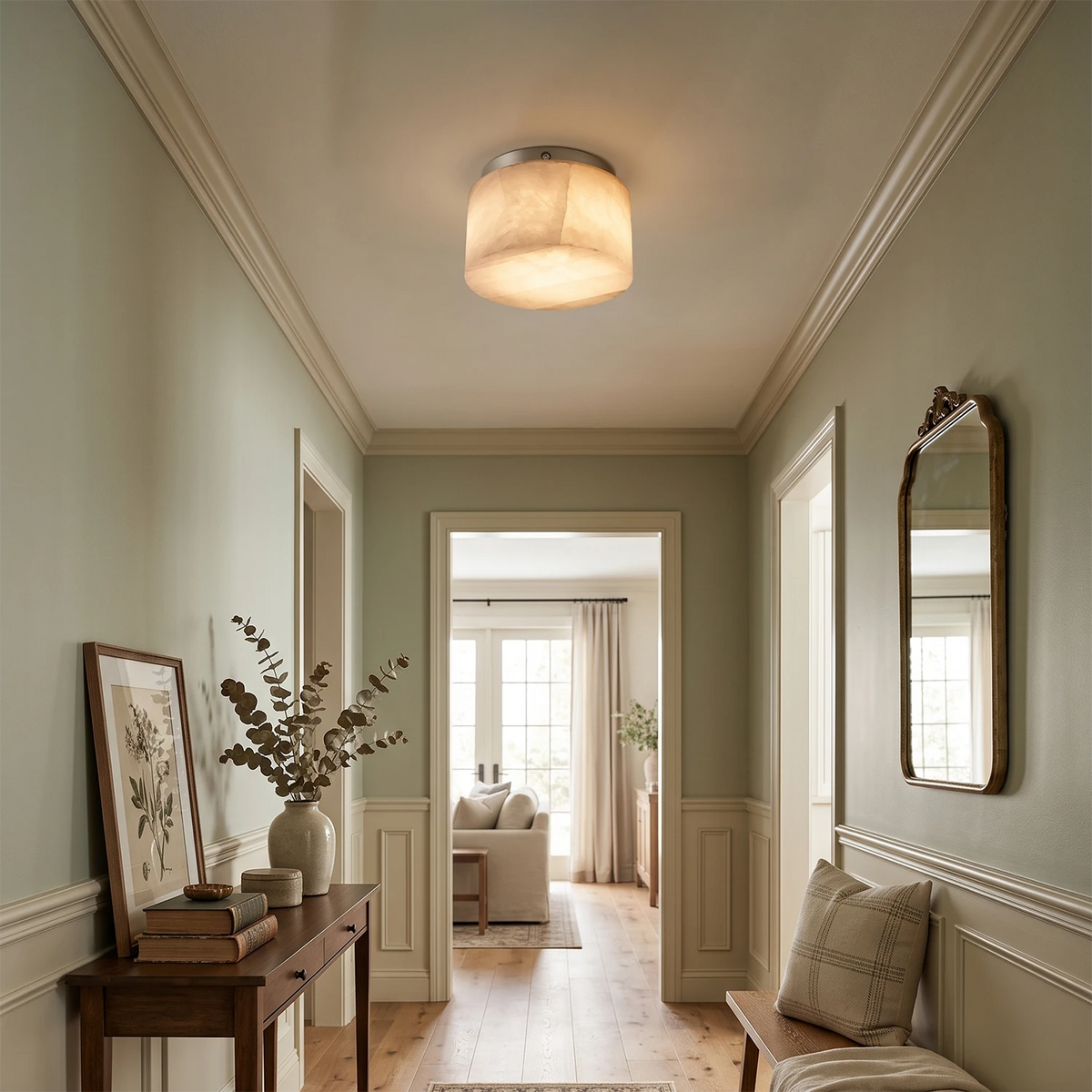 Round Rivage Alabaster Ceiling Lamp