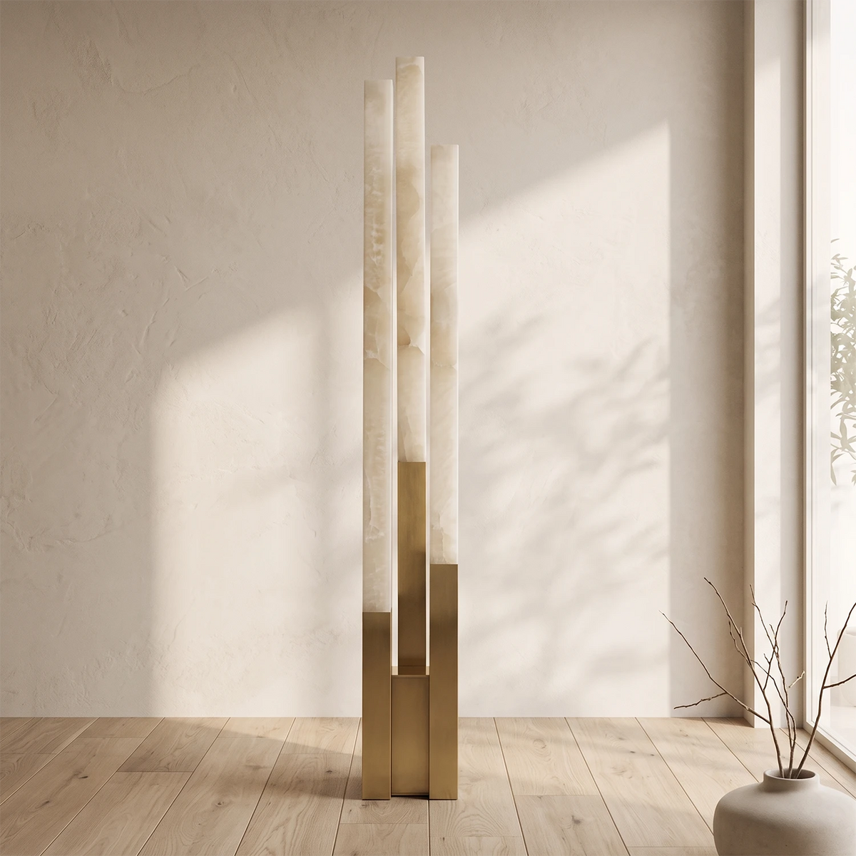 Vertical Alabaster Geometric Floor Lamp