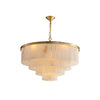 Rectangular Alabaster Tiered Round Chandelier