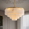 Rectangular Alabaster Tiered Round Chandelier