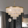 Rectangular Alabaster Tiered Round Chandelier