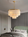 Rectangular Alabaster Tiered Round Chandelier