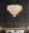 Rectangular Alabaster Tiered Round Chandelier