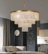 Rectangular Alabaster Tiered Round Chandelier