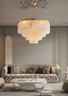 Rectangular Alabaster Tiered Round Chandelier