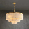 Rectangular Alabaster Tiered Round Chandelier