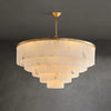 Rectangular Alabaster Tiered Round Chandelier
