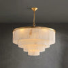 Rectangular Alabaster Tiered Round Chandelier
