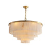 Rectangular Alabaster Tiered Round Chandelier
