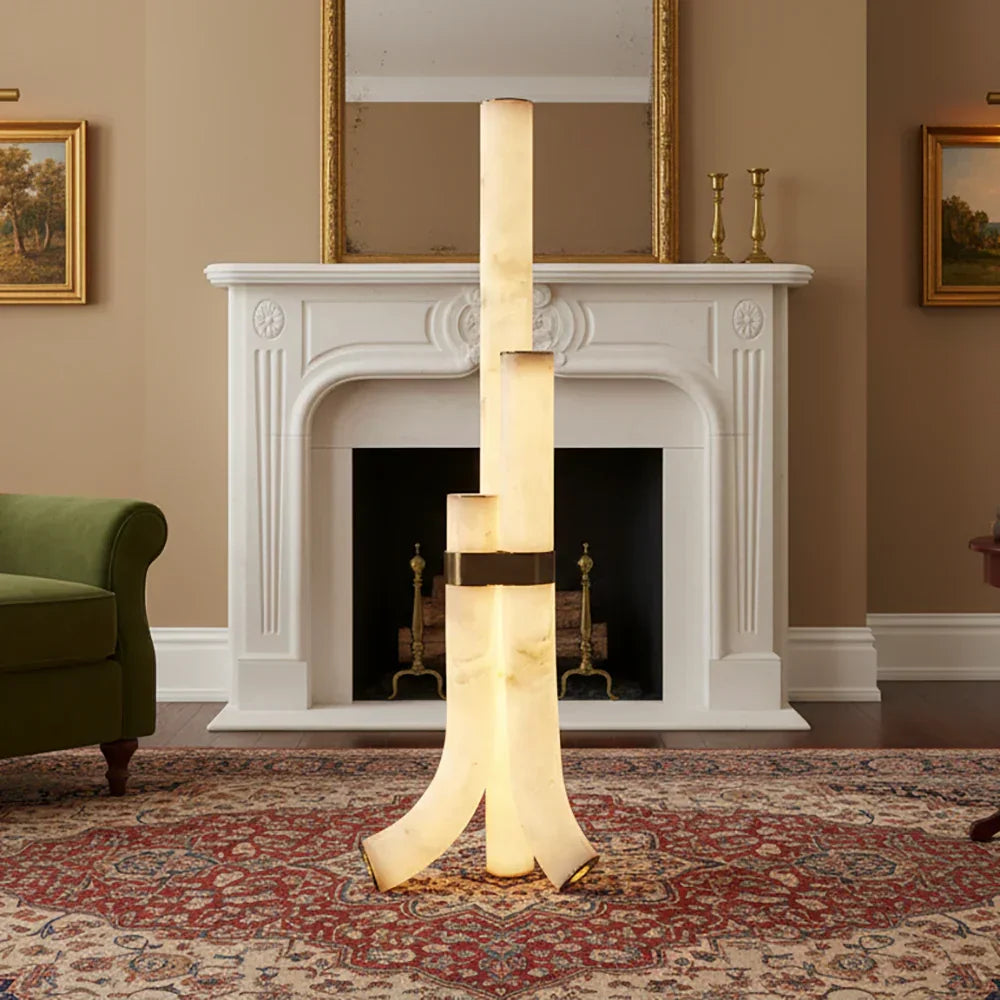 Piped Alabaster Floor Lamp