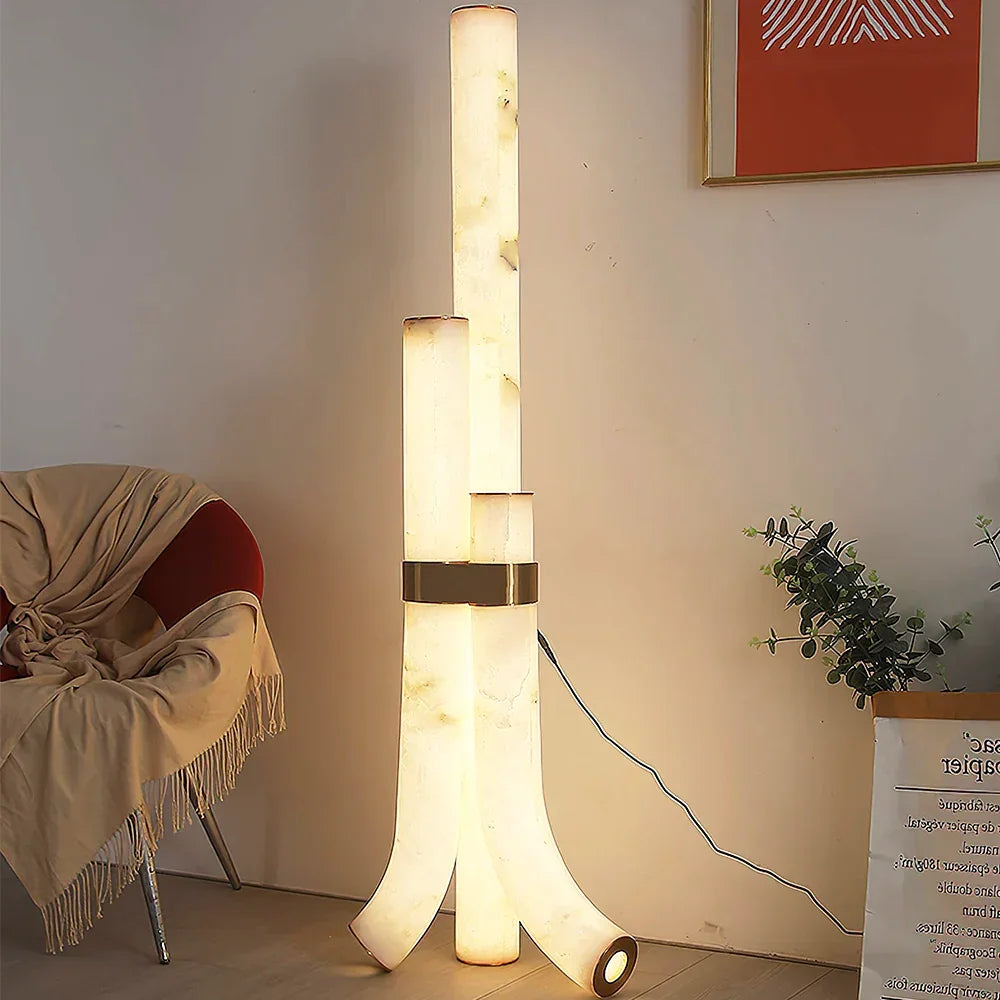 Piped Alabaster Floor Lamp