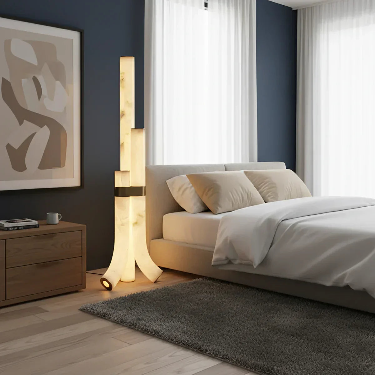 Piped Alabaster Floor Lamp