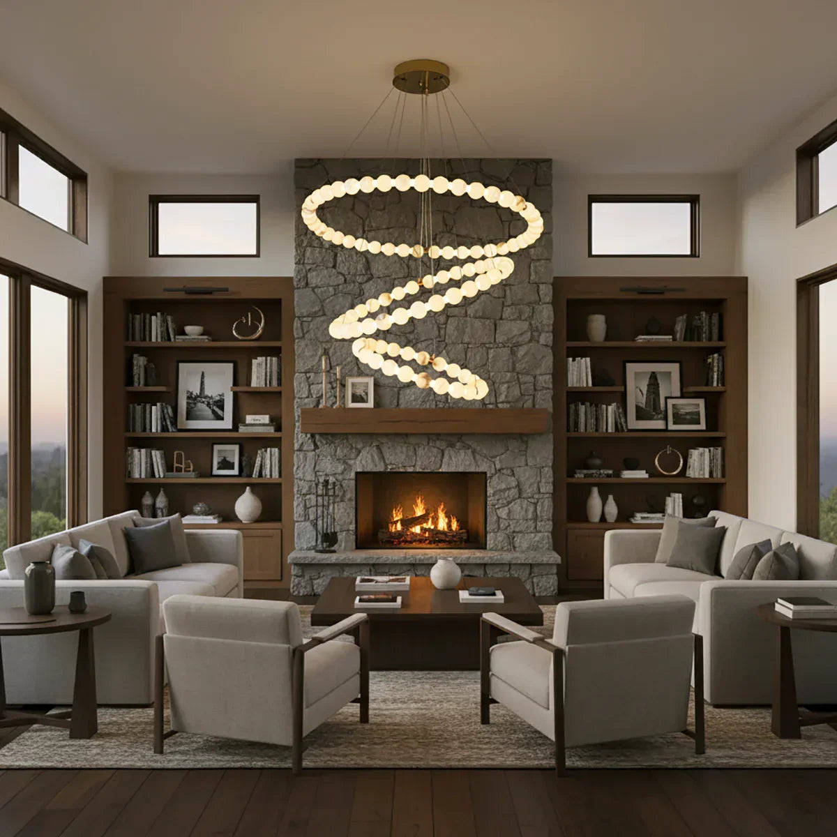 Pearl Alabaster Necklace Round Chandelier