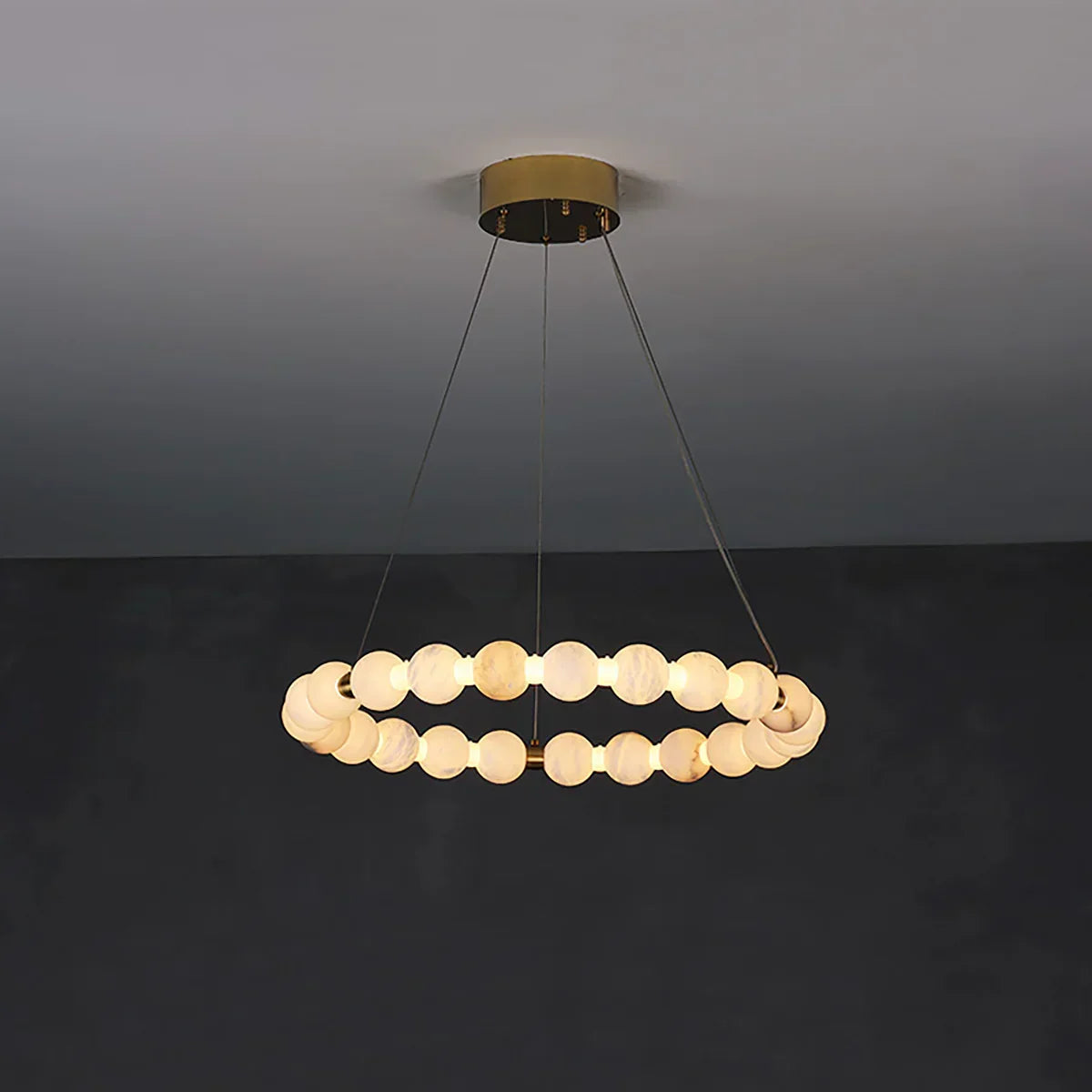 Pearl Alabaster Necklace Round Chandelier