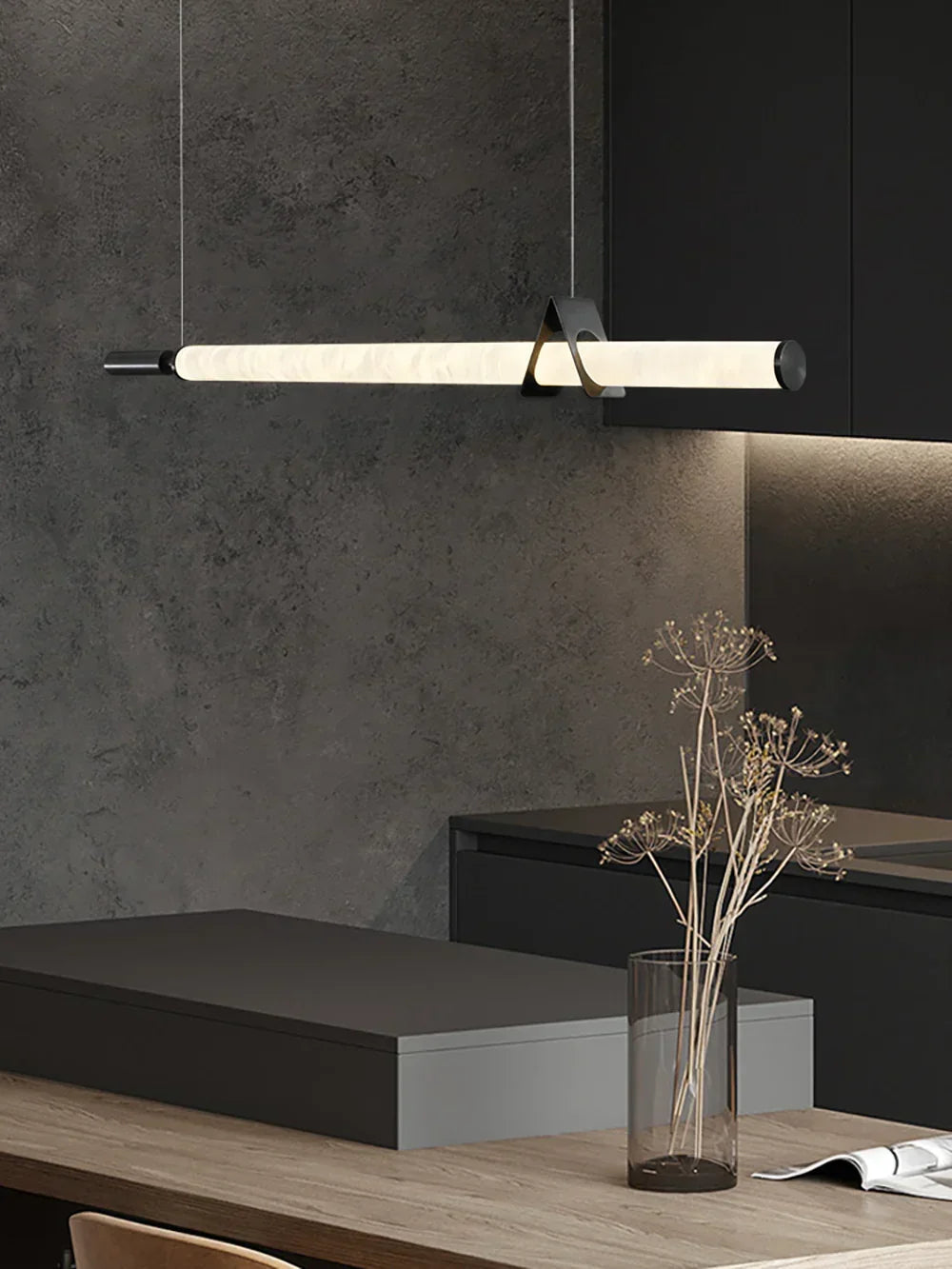 Organic Alabaster Linear Pendant Light