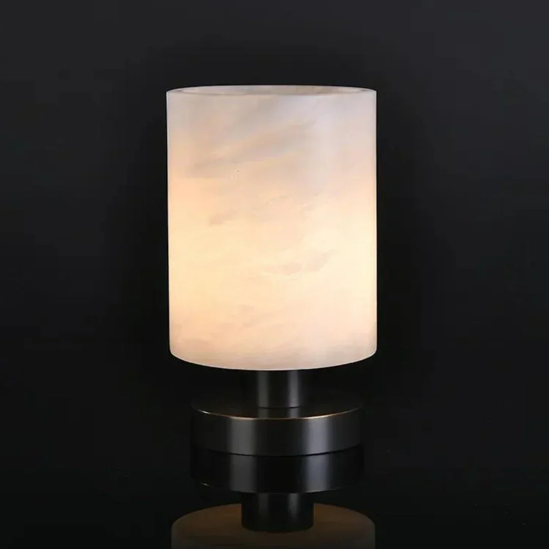 Minimalist Cylindrical Alabaster Table Lamp