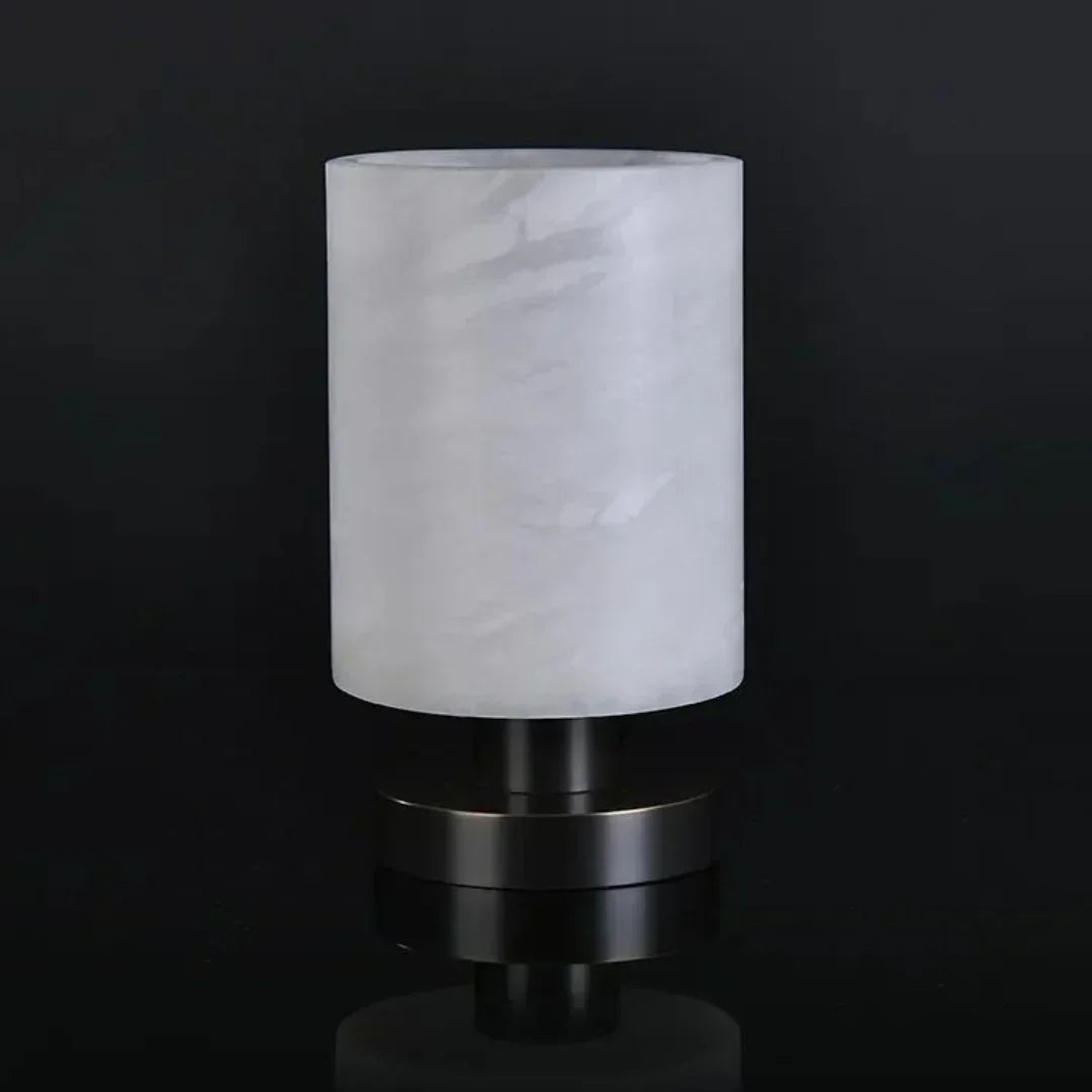 Minimalist Cylindrical Alabaster Table Lamp