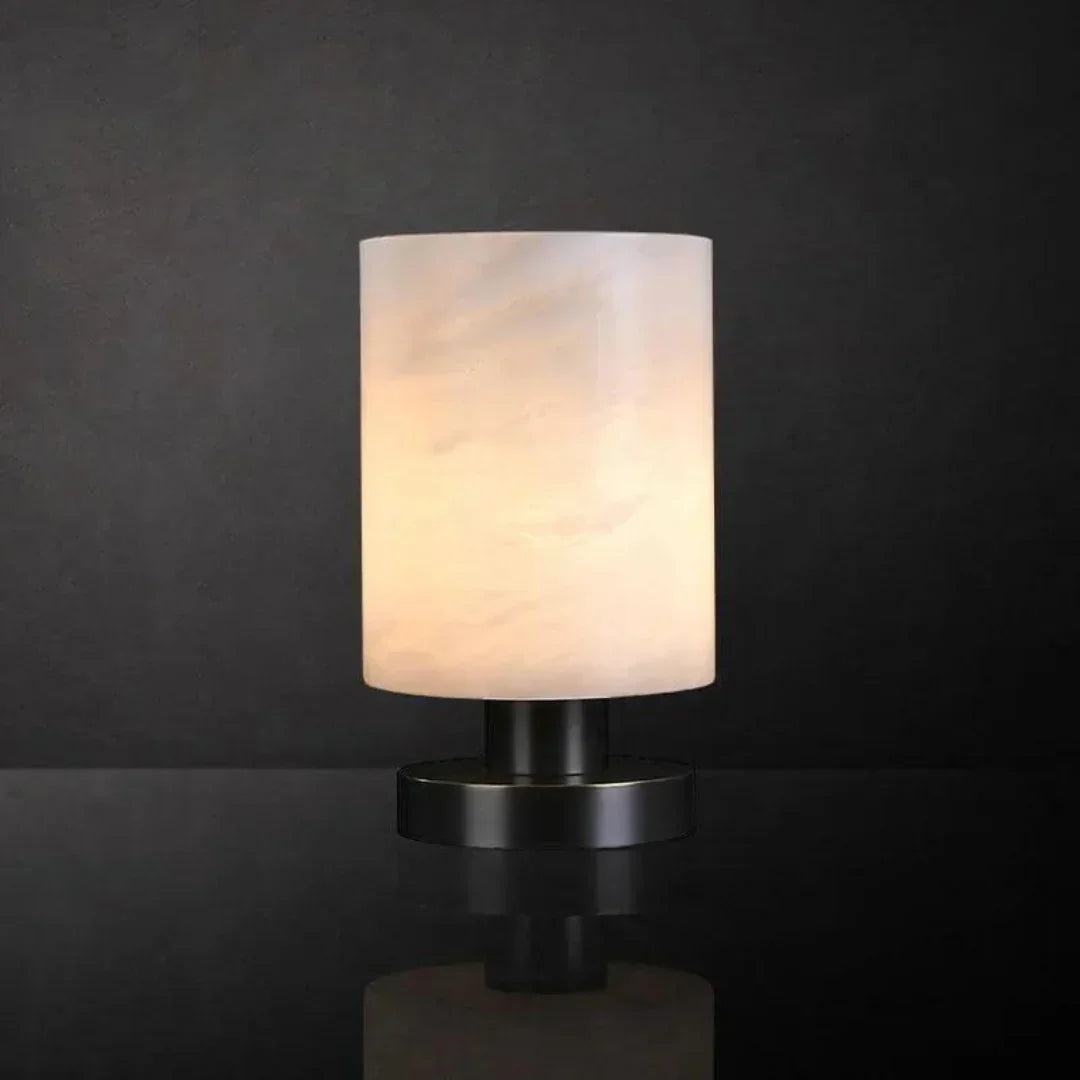 Minimalist Cylindrical Alabaster Table Lamp