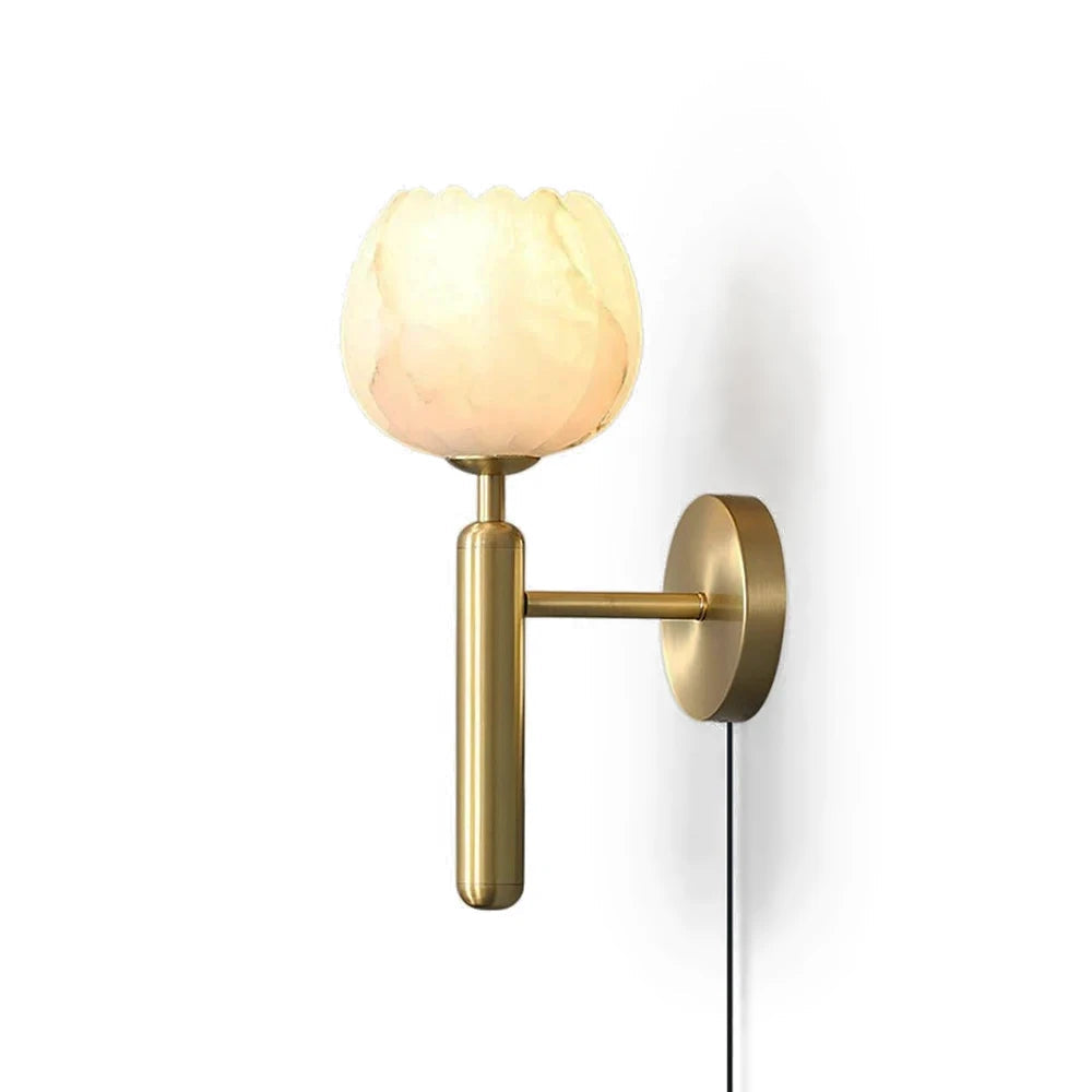 Alabaster Flower Plug-in Wall Lamp