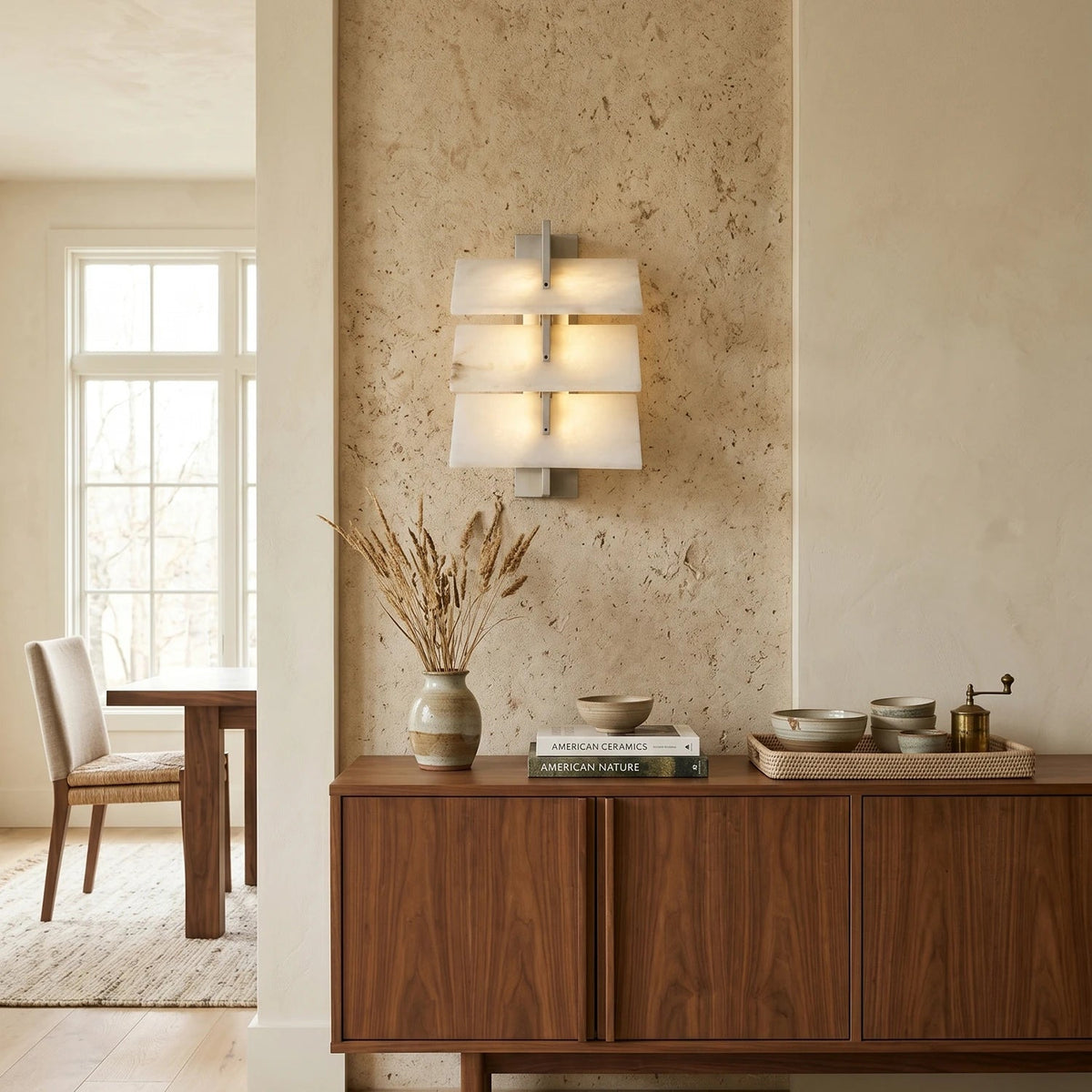 Tiered Alabaster Slab Wall Sconce