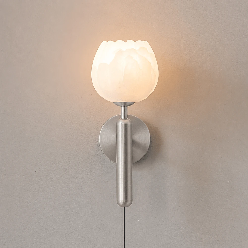 Alabaster Flower Plug-in Wall Lamp
