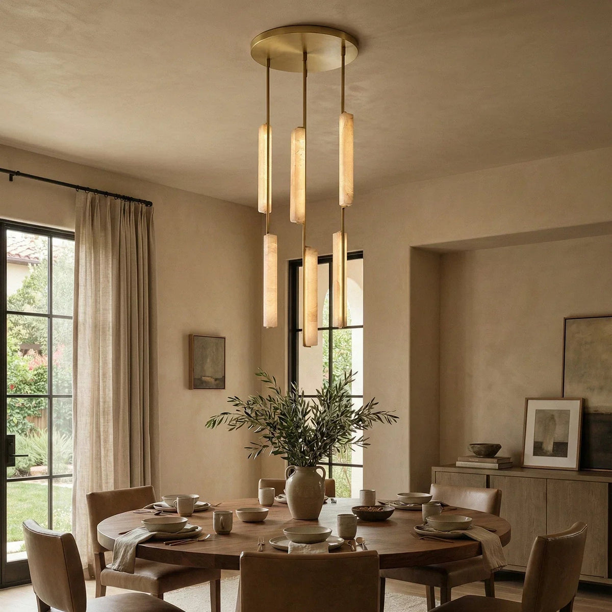 Stalactite Waterfall Linear Alabaster Chandelier