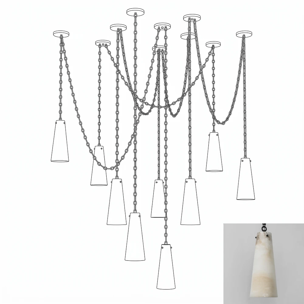 Romilly Alabaster Cascading Cone Chain Chandelier