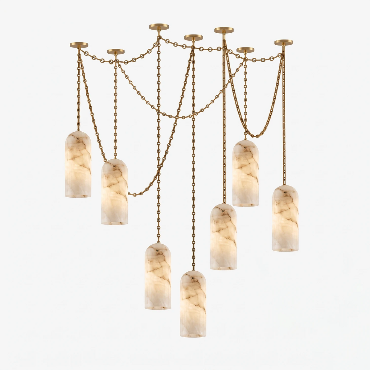 Verian Alabaster Capsule Chain Chandelier