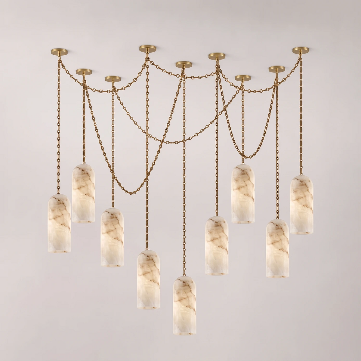 Verian Alabaster Capsule Chain Chandelier