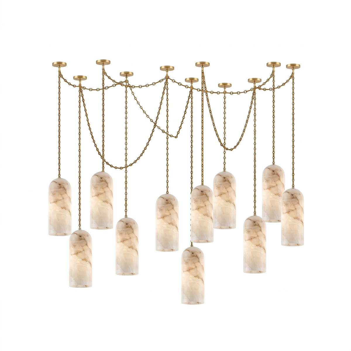 Verian Alabaster Capsule Chain Chandelier