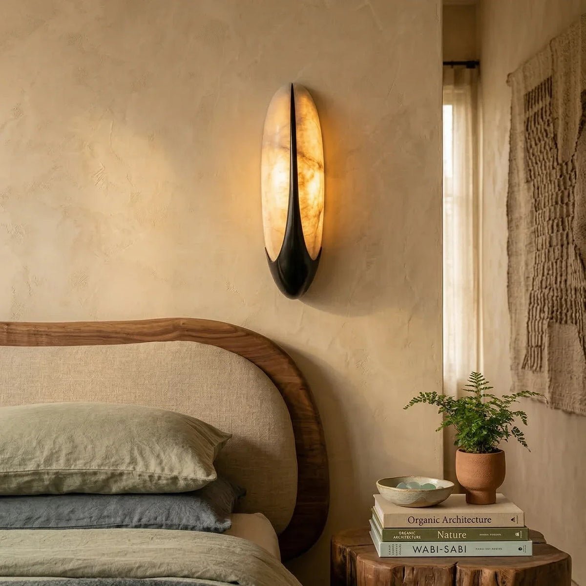Sculptural Curved Alabaster Wall Lamp