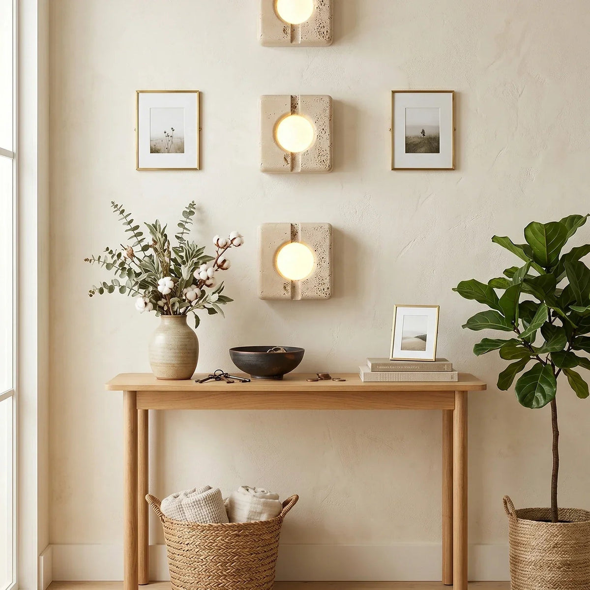 Square Camera Travertine Wall Lamp