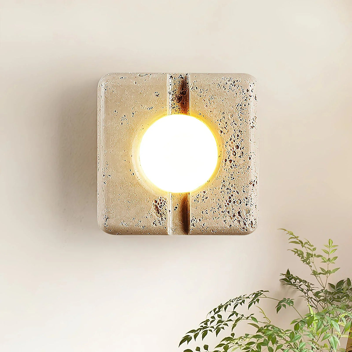 Square Camera Travertine Wall Lamp