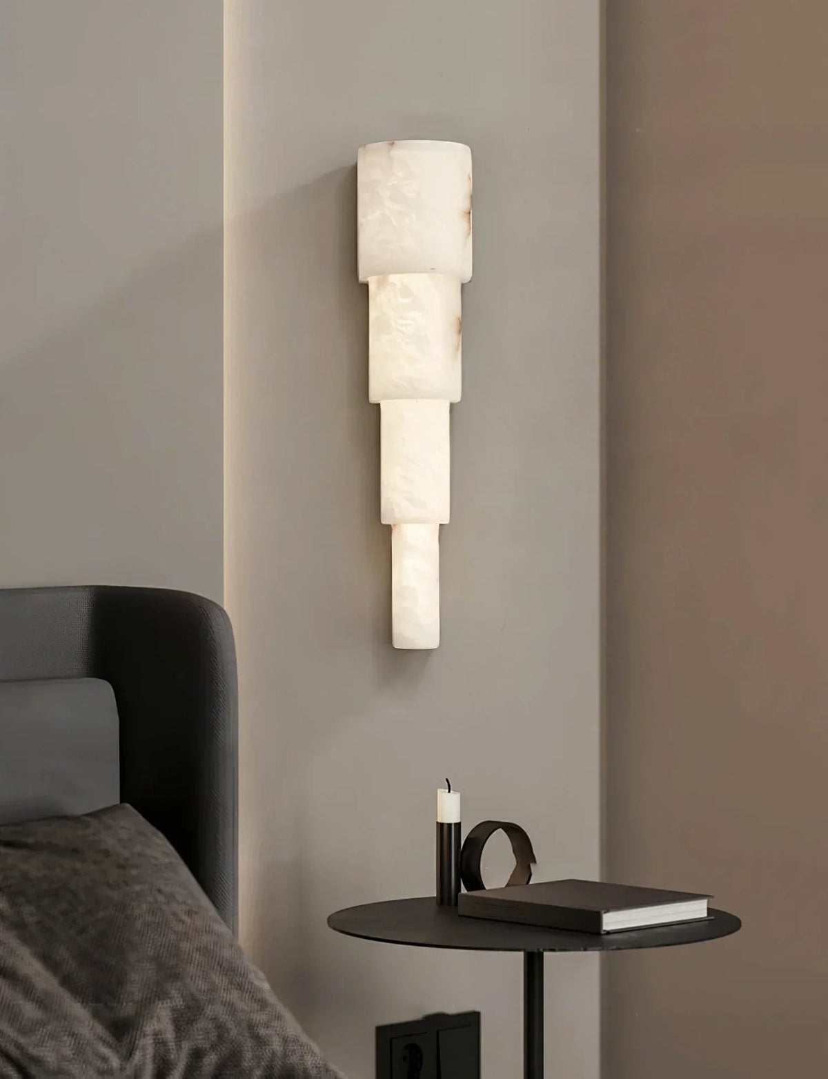 Semi Cylindrical Alba Cascade Alabaster Wall Sconce